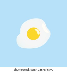 Rührei auf blauem Hintergrund. Gesundes Frühstück. Flache Vektorgrafik.