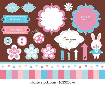 cute scrapbook collection. vector illustration