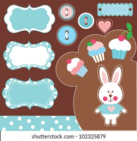 cute scrapbook collection. vector illustration