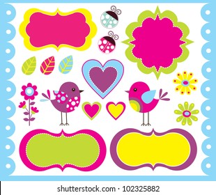 cute scrapbook collection. vector illustration