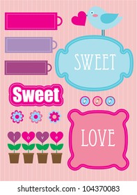 cute scrapbook collection. vector illustration
