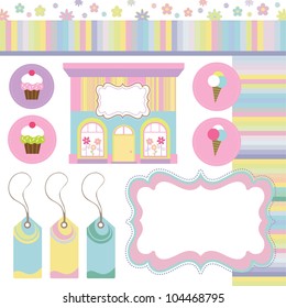 cute scrapbook collection. vector illustration