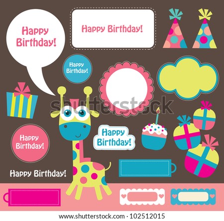 cute scrapbook collection. vector illustration