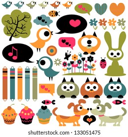 Cute scrapbook elements animals images