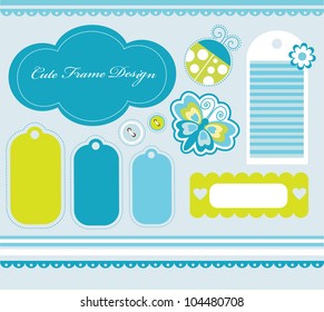 cute scrapbook elements collection. vector illustration