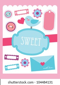 cute scrapbook elements collection. vector illustration