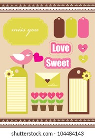 cute scrapbook elements collection. vector illustration
