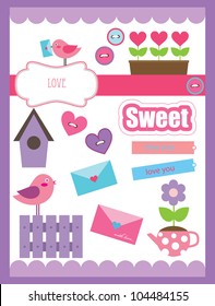 cute scrapbook elements collection. vector illustration