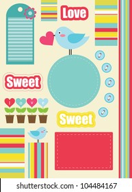 cute scrapbook elements collection. vector illustration