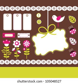 cute scrapbook elements collection. vector illustration
