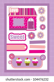 cute scrapbook elements collection.vector illustration