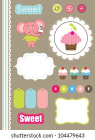 cute scrapbook elements collection.vector illustration