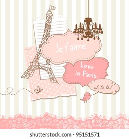 Cute scrapbook elements in French style