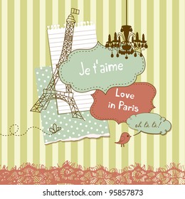 Cute scrapbook elements in French style