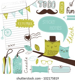 Cute scrapbook elements, sticky notes