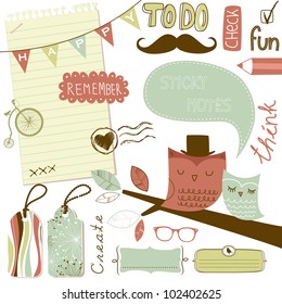 Cute scrapbook elements, sticky notes