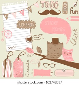 Cute scrapbook elements, sticky notes