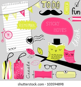 Cute scrapbook elements, sticky notes