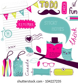 Cute scrapbook elements, sticky notes