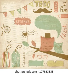 Cute scrapbook elements, sticky notes