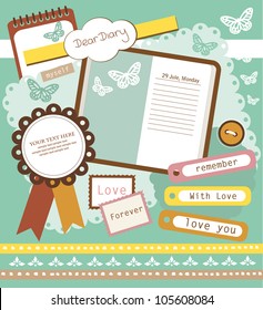 Cute Scrapbook Elements. Vector Illustration