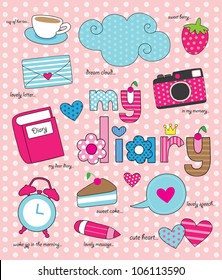 cute scrapbook elements. vector illustration