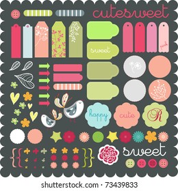 Cute Scrapbook Graphic Elements Sticker Set Art To Download