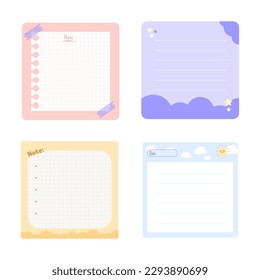 Cute scrapbook notes and cards set, cute hand drawn notebook label, Memo Pad, pastel notepad, to do list note pad, notes with sticky tape