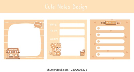 Cute scrapbook notes and memo pad template 