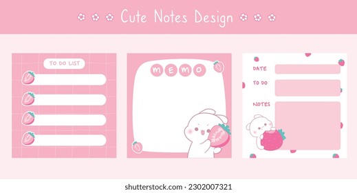 Cute scrapbook notes and memo template 