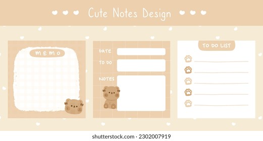 Cute scrapbook notes and memo template kawaii
