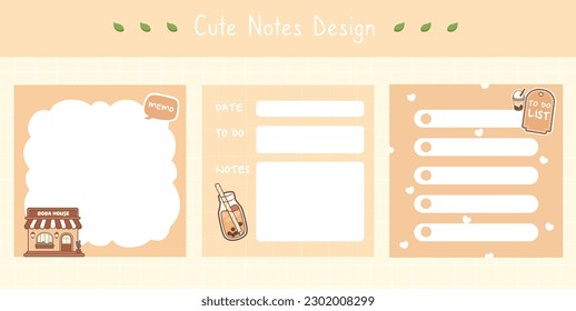 Cute scrapbook notes and memo template 