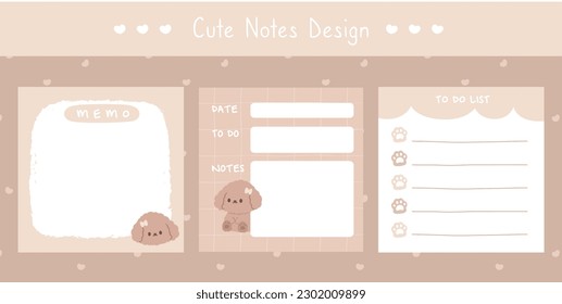 Cute scrapbook notes and memo template kawaii