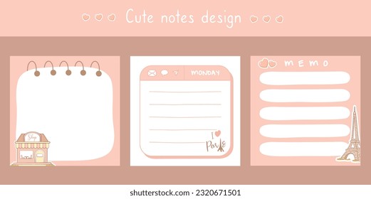 Cute scrapbook notes and memo template aesthetic