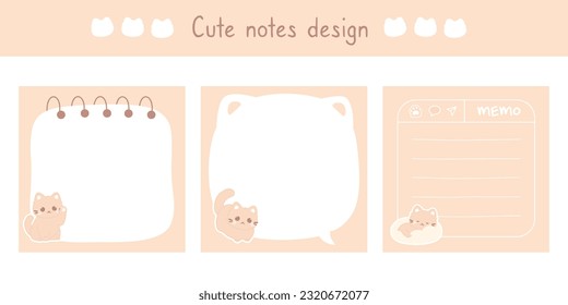 Cute scrapbook notes and memo template kawaii cat theme