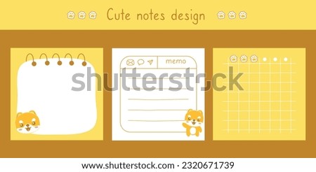 Cute scrapbook notes and memo template kawaii dog theme