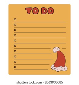 Cute scrapbook templates for planner with blank to do list with hand drawn christmas and new year Illustration. Printable, editable. For school and university schedule. Empty list of everyday tasks.