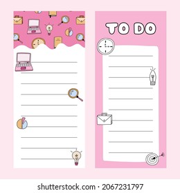 Cute scrapbook templates for planner, notepad, online diary (notes, to do, to buy and other). Can be used for writing notes, ideas, work and home plans, keeping track of the budget. Printable vector