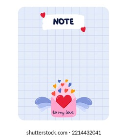 Cute Scrapbook Vorlagen für Planer (Notizen, zu tun, zu kaufen, zu lesen) mit Illustrationen über Liebe, Romantik, Valentinstag. Mit druckbaren, bearbeitbaren Illustrationen. Schulplan und Studienplan