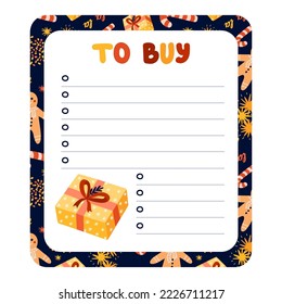 Cute scrapbook templates for planner (notes, to do, to buy and other) with illustrations about Christmas, New year, winter. With printable, editable illustrations. For school and university schedule