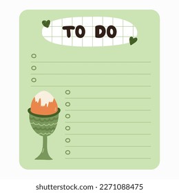 Cute scrapbook templates for planner (notes, to do, to buy and other) with colorful illustrations about healthy breakfast. With printable, editable illustrations. For school and university schedule.