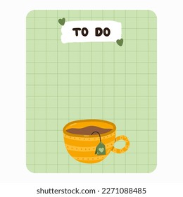 Cute scrapbook templates for planner (notes, to do, to buy and other) with colorful illustrations about healthy breakfast. With printable, editable illustrations. For school and university schedule.
