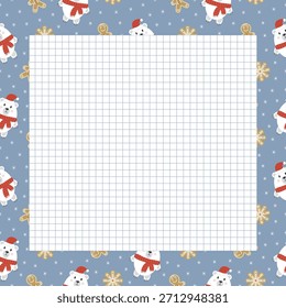 Linda Plantilla de scrapbooking y planificador para Navidades y notas de invierno con Navidades e ilustraciones de Año Nuevo. Diseño de Vector.