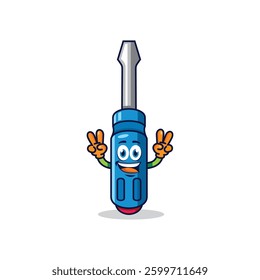 Cute screwdriver character mascot illustration