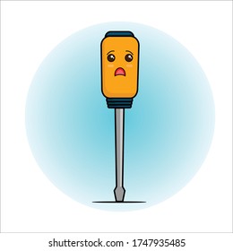 Cute Screwdriver Character Vector Design