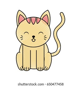 cute scribble cat cartoon