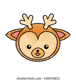 cute scribble deer face cartoon