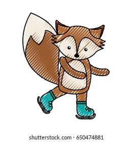cute scribble fox cartoon