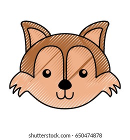cute scribble fox face cartoon