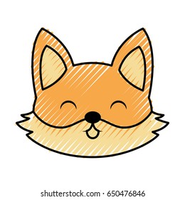 cute scribble fox face cartoon